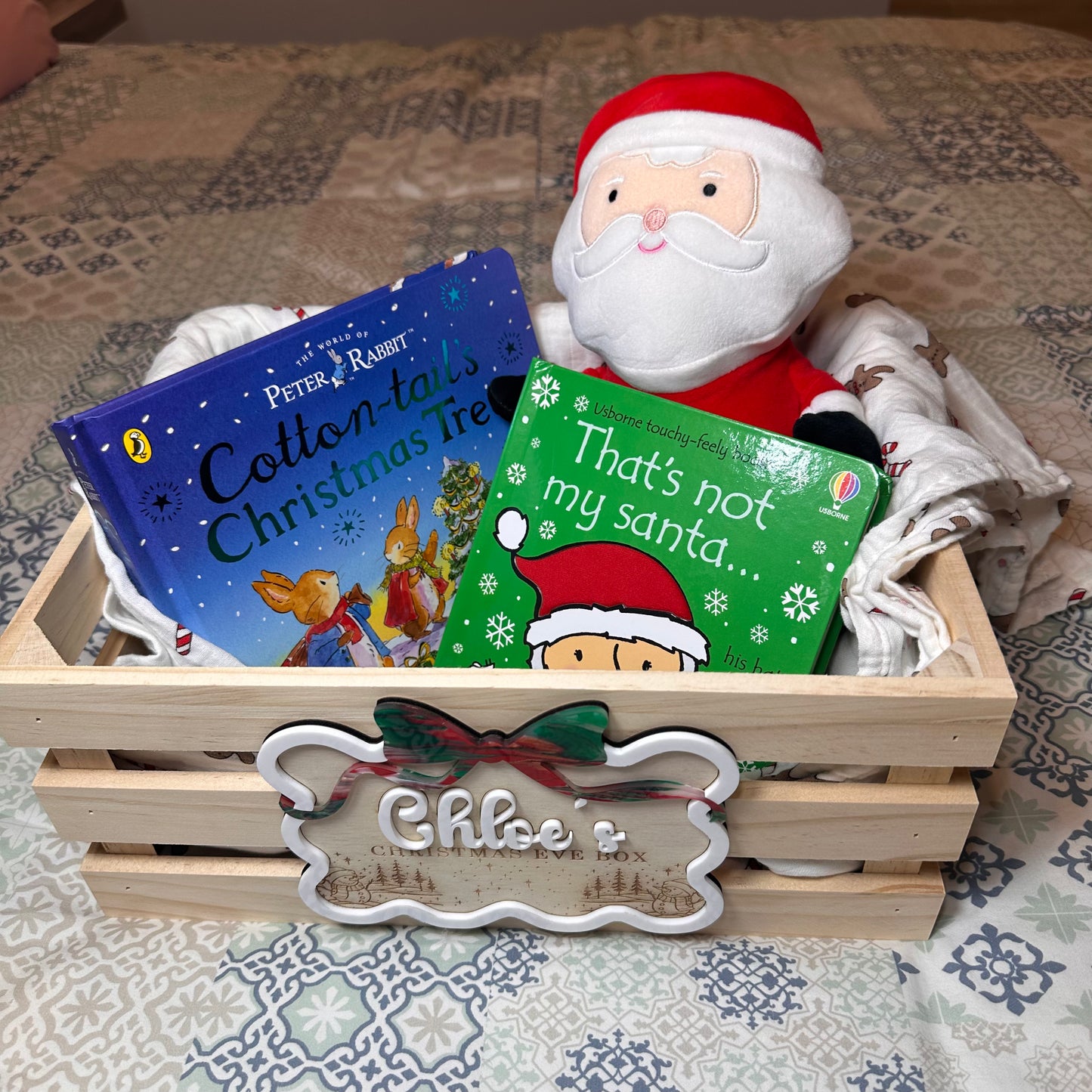 Personalized Christmas Eve Box Plaque - Acrylic and Wood Sign - SIGN ONLY
