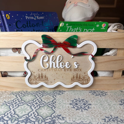 Personalized Christmas Eve Box Plaque - Acrylic and Wood Sign - SIGN ONLY