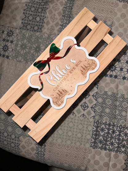 Personalized Christmas Eve Box Plaque - Acrylic and Wood Sign - SIGN ONLY