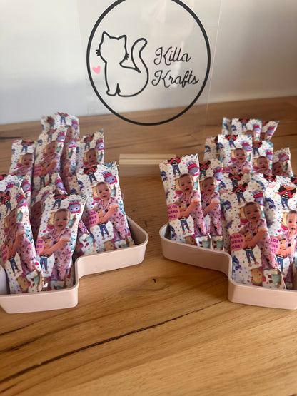 Personalised Mini Chocolate Bar Wrapper - 20 Stickers Included