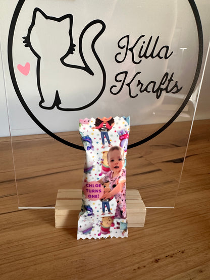 Personalised Mini Chocolate Bar Wrapper - 20 Stickers Included