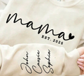 MAMA EST with Children's Name on Sleeve Print