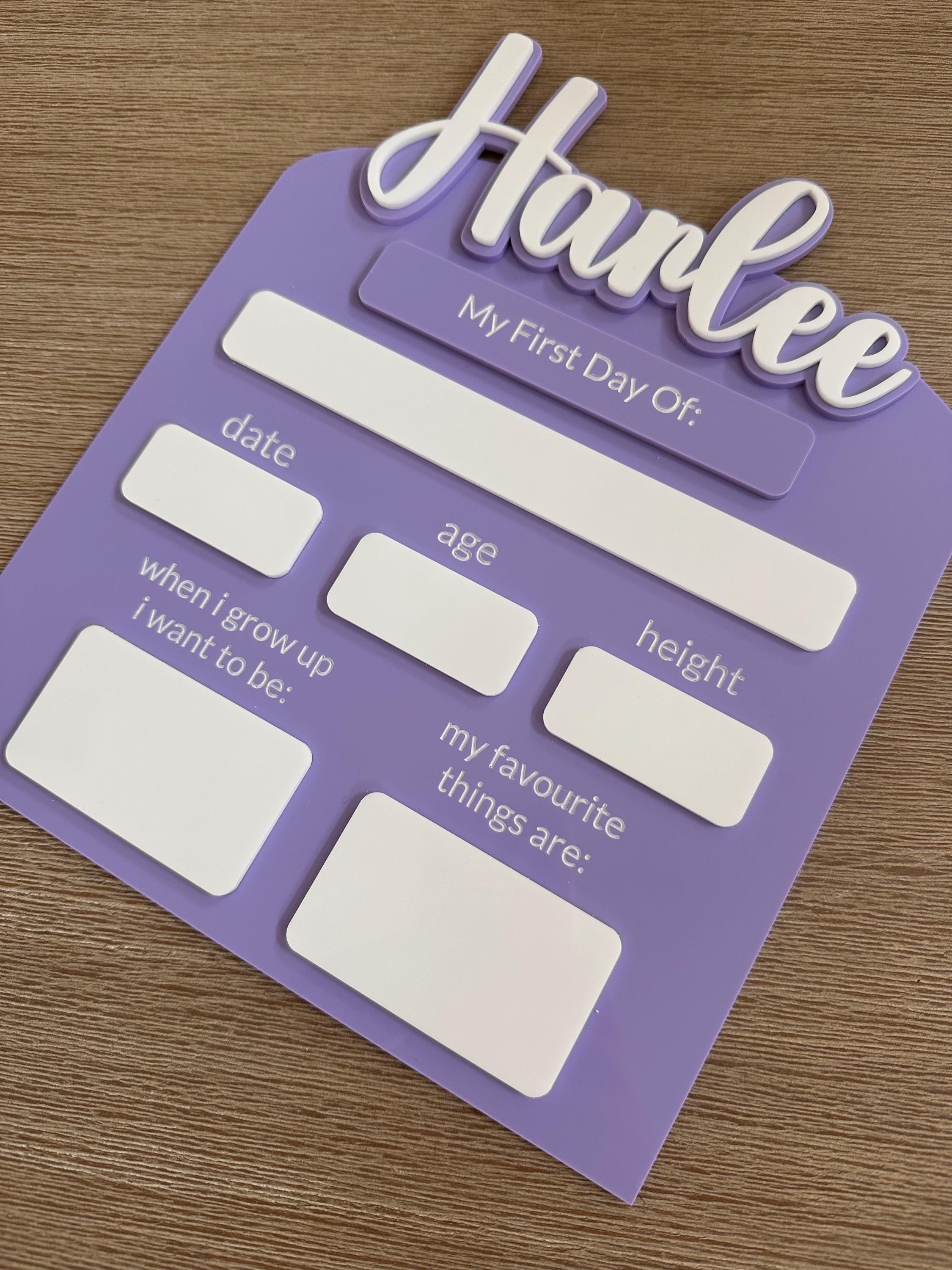 Personalised Acrylic First & Last Day Board