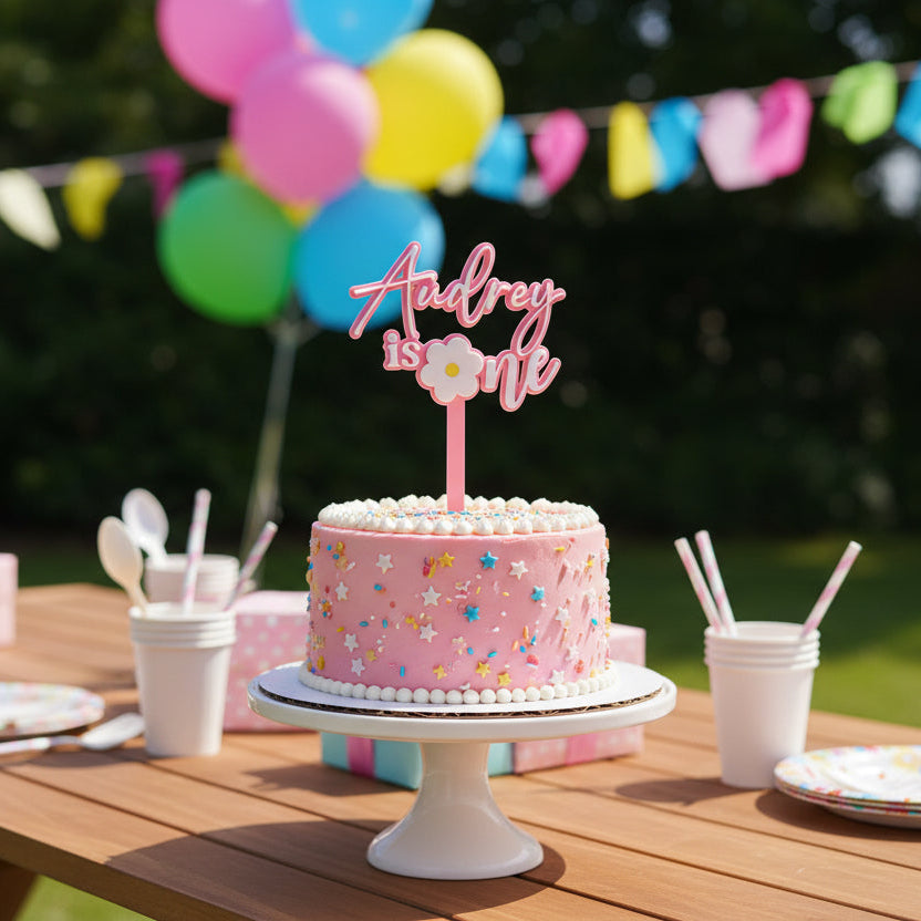 Personalised First Birthday Acrylic Cake Topper